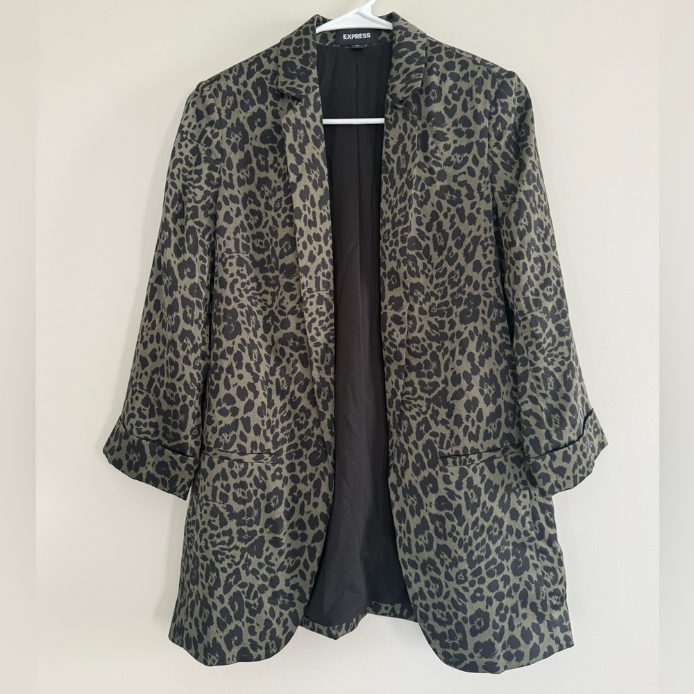 Express Black and Tan Leopard Blazer